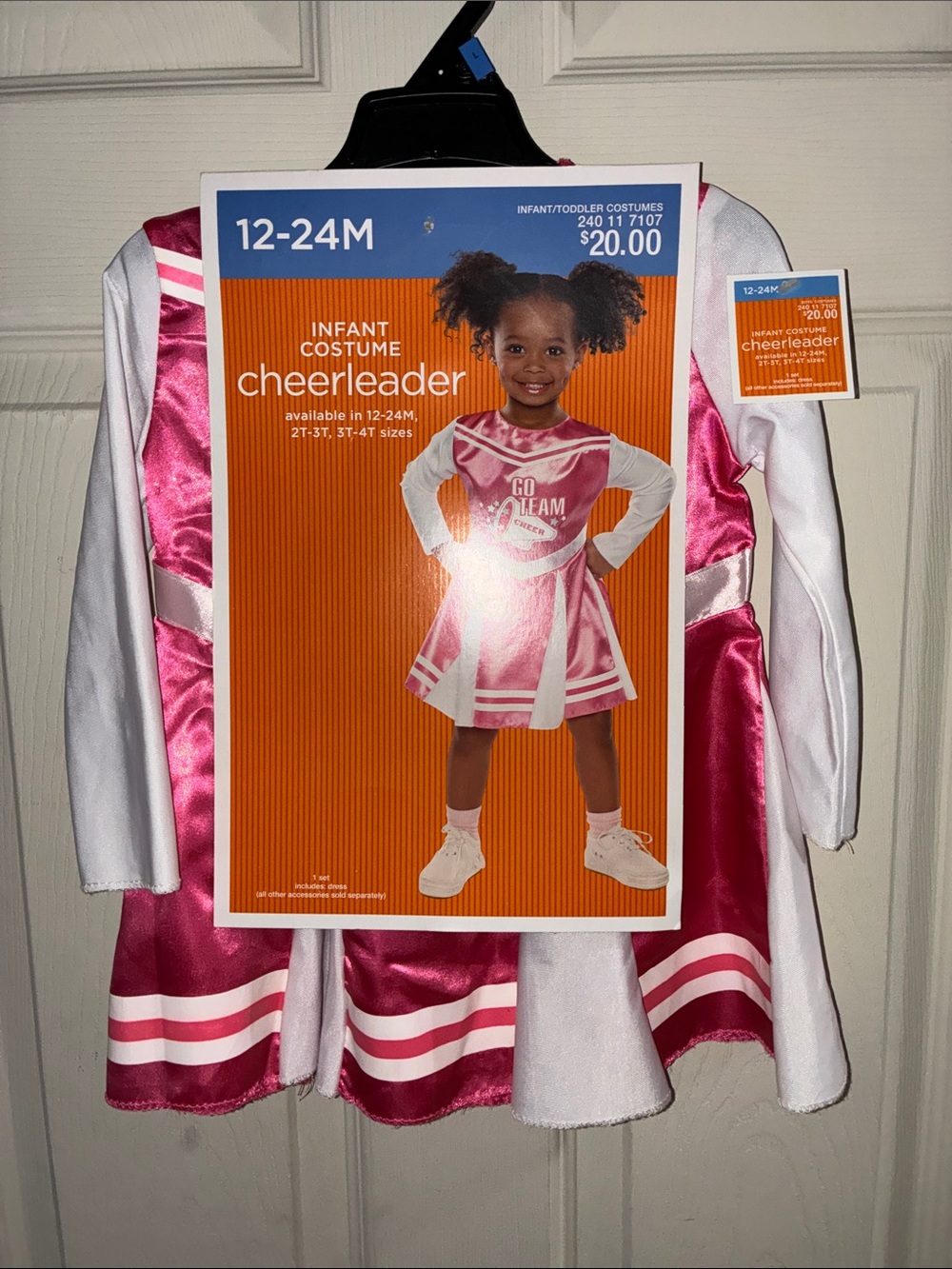 NEW Target Infant Cheerleader Costume - Pink and White Size 12-24 Mo